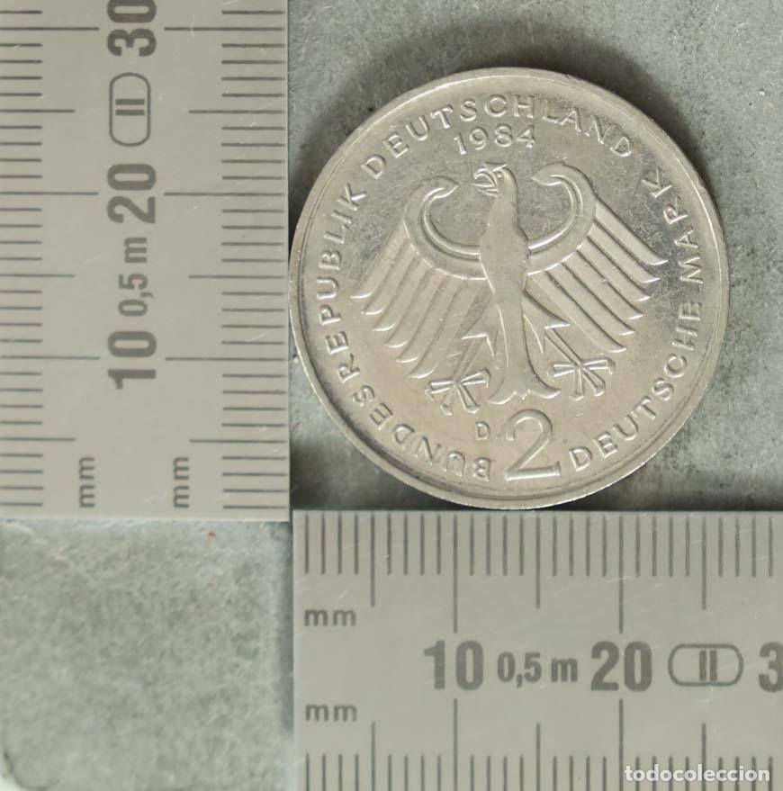Monedas antiguas de Europa: Moneda. 2 Deutsche Mark - Alemania - Theodor Heuss, Kurt Schumacher, Konrad Adenauer 1984