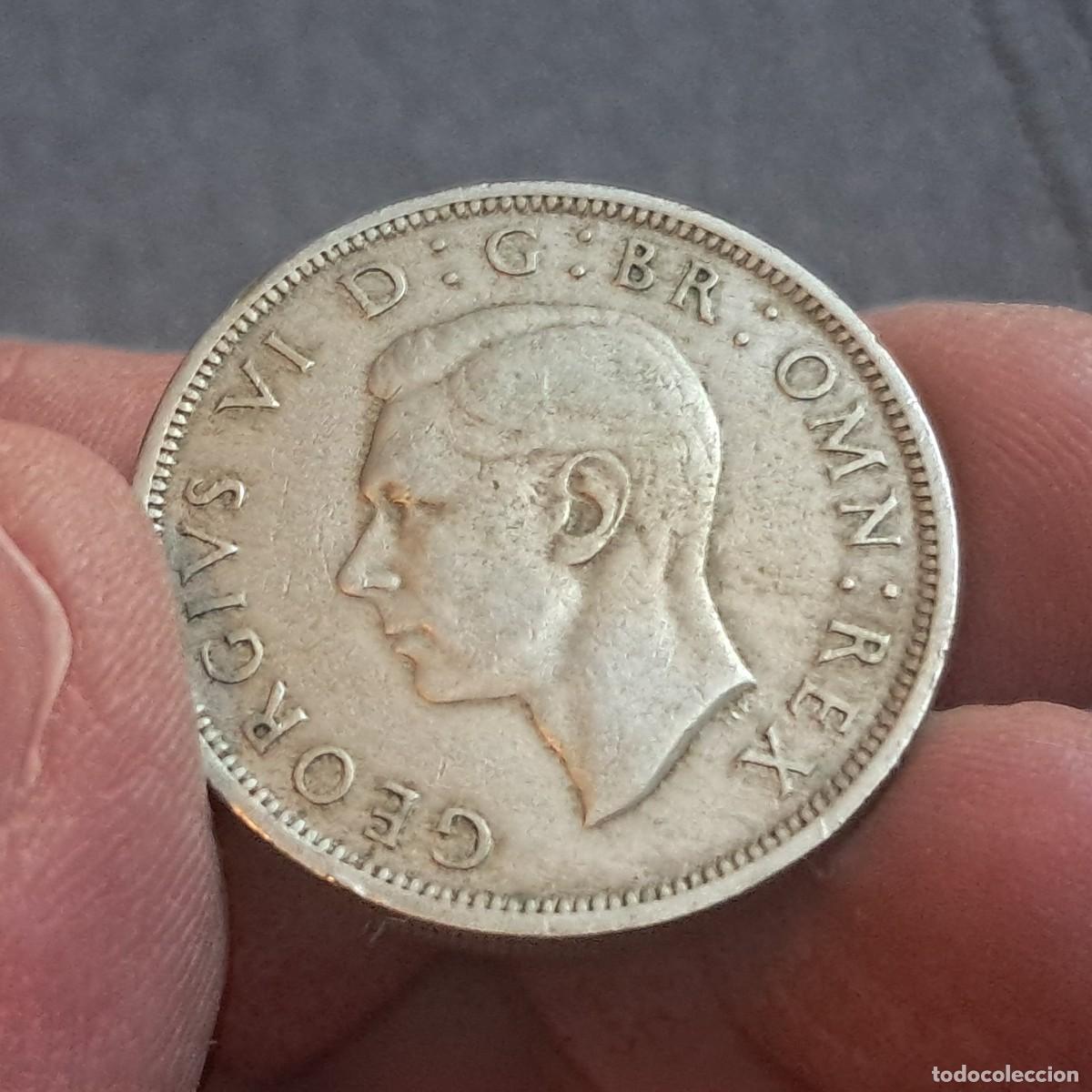Monedas antiguas de Europa: MONEDA DEL REINO UNIDO &frac12; CORONA CROWN 1948 - George VI (2&ordm; tipo) VF, KM# 866.