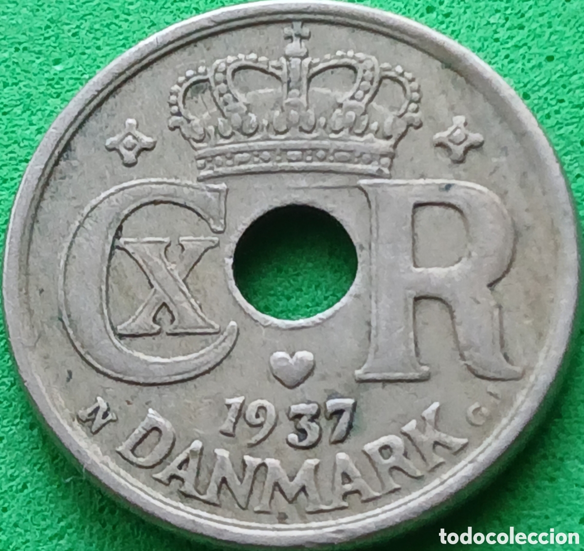 Monedas antiguas de Europa: Dinamarca 10 ore 1937 km#822