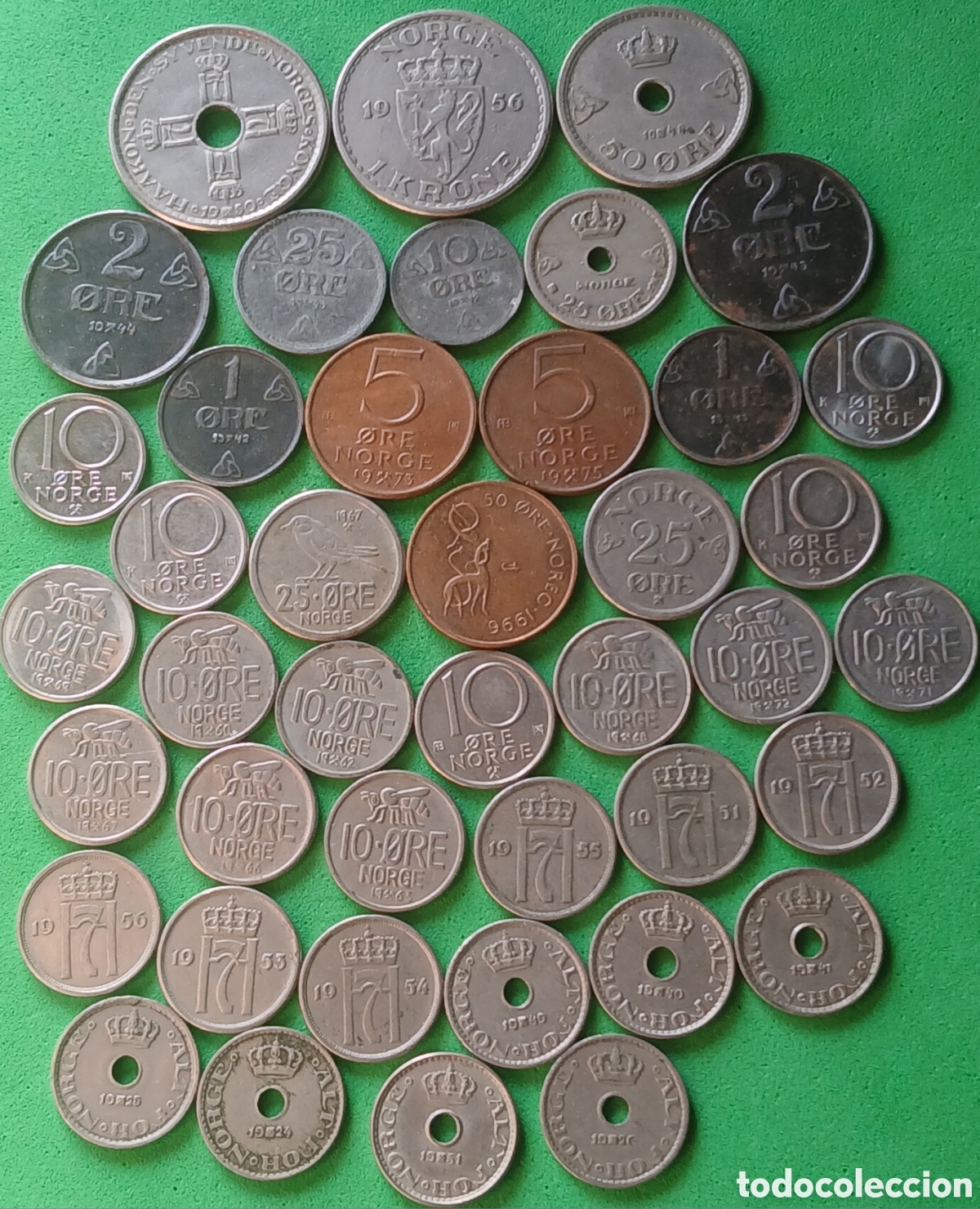 Monedas antiguas de Europa: Noruega 1924-1996 lote 42 monedas/ diferentes fechas.