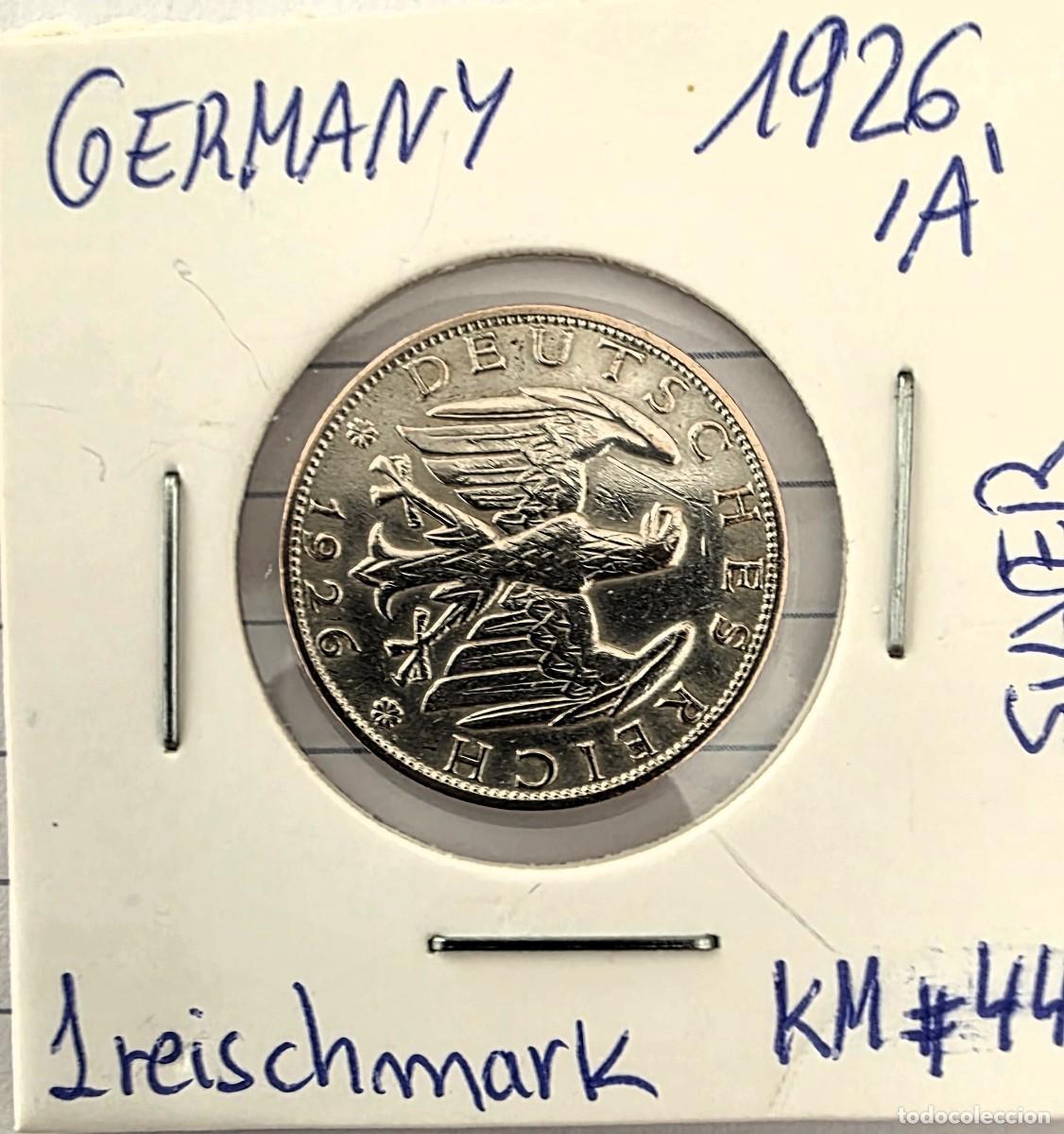 Monedas antiguas de Europa: ALEMANIA 1 REISCHMARK 1926-A PLATA