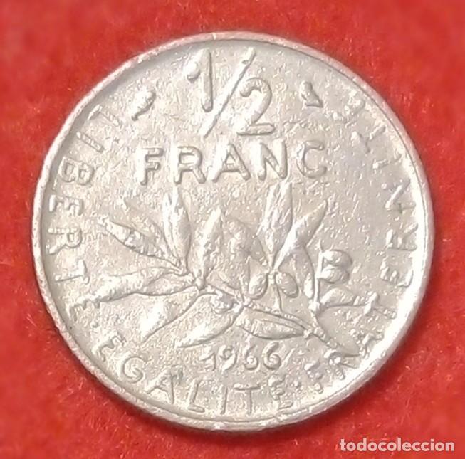 Alte M&uuml;nzen aus Europa: MONEDA DE FRANCIA 1966 - &frac12; FRANCO - N&Iacute;QUEL (2)