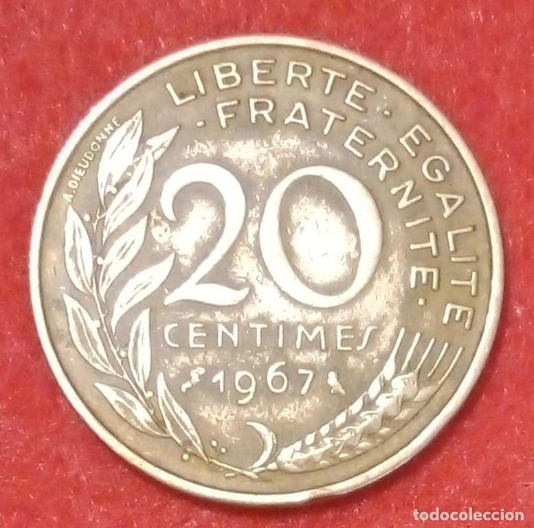 Alte M&uuml;nzen aus Europa: MONEDA DE FRANCIA 1967 - 20 C&Eacute;NTIMOS - ALUMINIO-BRONCE (2)