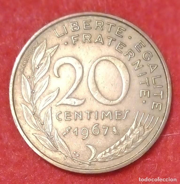 Alte M&uuml;nzen aus Europa: MONEDA DE FRANCIA 1967 - 20 C&Eacute;NTIMOS - ALUMINIO-BRONCE (4)