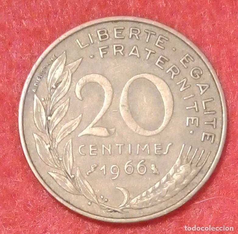 Monedas antiguas de Europa: MONEDA DE FRANCIA 1966 - 20 C&Eacute;NTIMOS - ALUMINIO-BRONCE