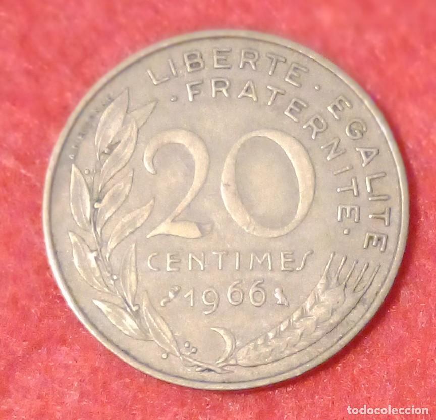 Alte M&uuml;nzen aus Europa: MONEDA DE FRANCIA 1966 - 20 C&Eacute;NTIMOS - ALUMINIO-BRONCE (2)