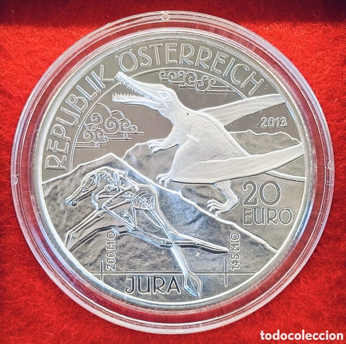 Monedas antiguas de Europa: AUSTRIA . A&Ntilde;O 2013 . 20 EUROS PLATA . PROOF . JURASICO. DINOSAURIOS