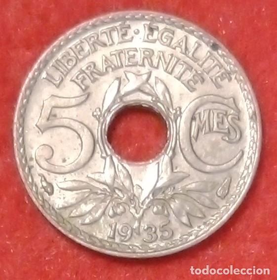 Monedas antiguas de Europa: MONEDA DE FRANCIA 1935 - 5 C&Eacute;NTIMOS - COBRE-N&Iacute;QUEL
