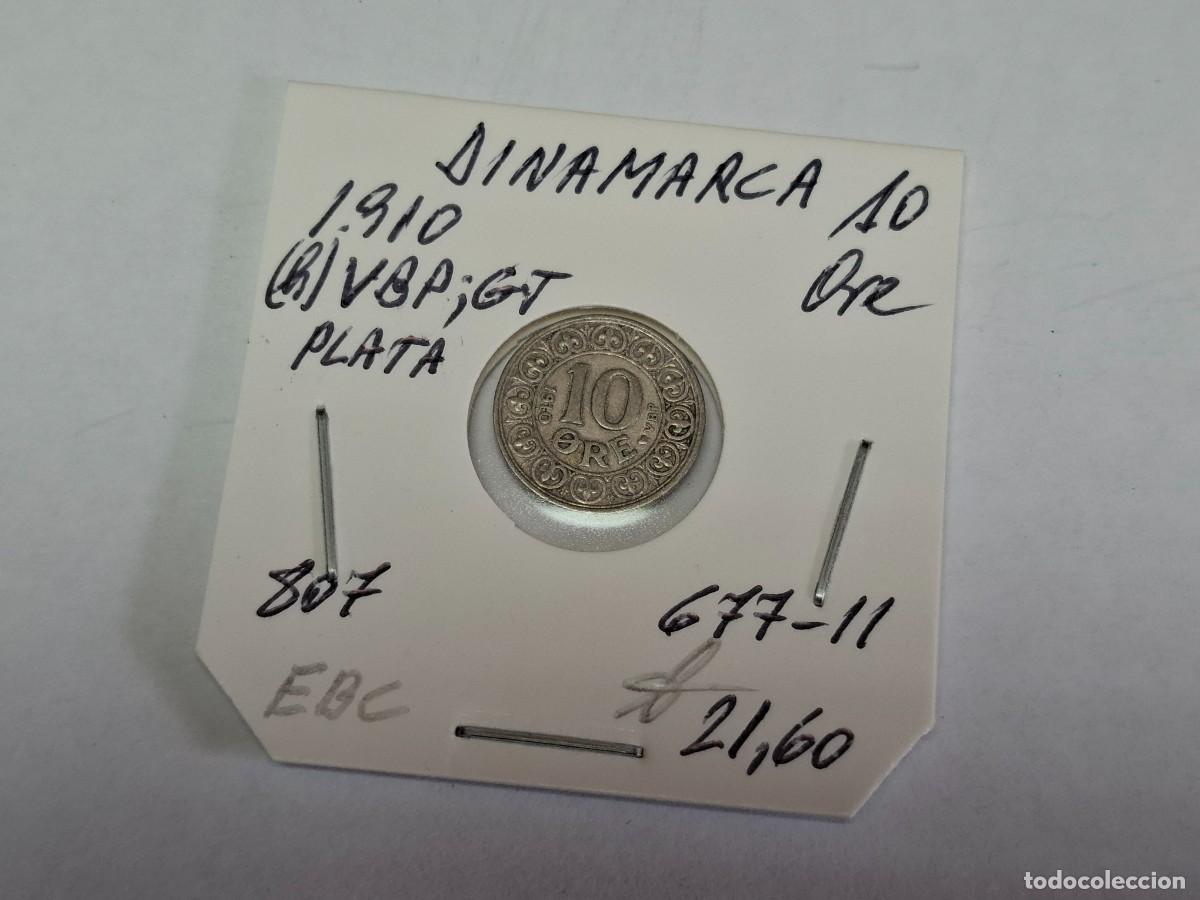 Monedas antiguas de Europa: 10 ORE de PLATA de 1910 (h) VBP GL KM 807 DINAMARCA en EBC