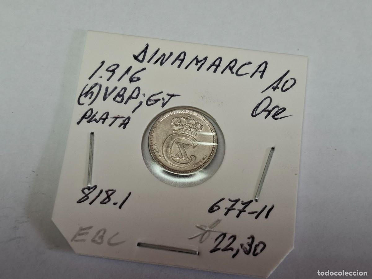 Monedas antiguas de Europa: 10 ORE de PLATA de 1916 (h) VBP GJ KM 818.1 DINAMARCA en EBC