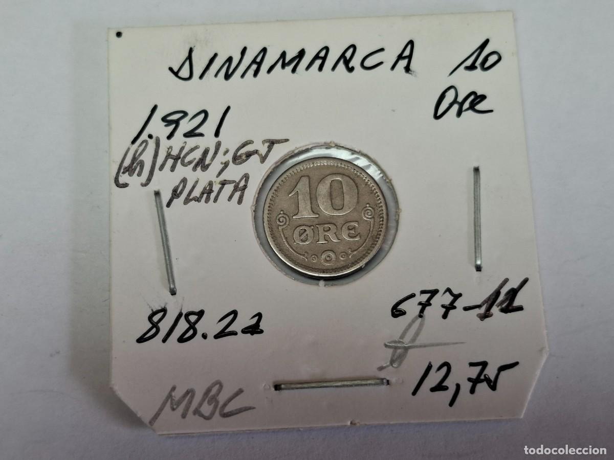 Monedas antiguas de Europa: 10 ORE de PLATA de 1921 (h) HCN GJ KM 818.2 DINAMARCA en MBC