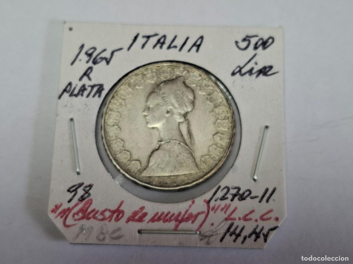 Monedas antiguas de Europa: 500 LIRAS de PLATA de 1965 R KM 98 ITALIA en MBC