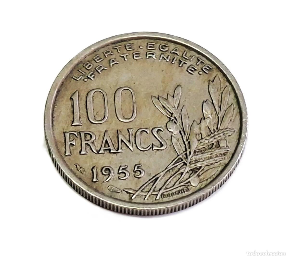 Monedas antiguas de Europa: Moneda de Francia 100 Francos 1955 Cochet - Cuproniquel