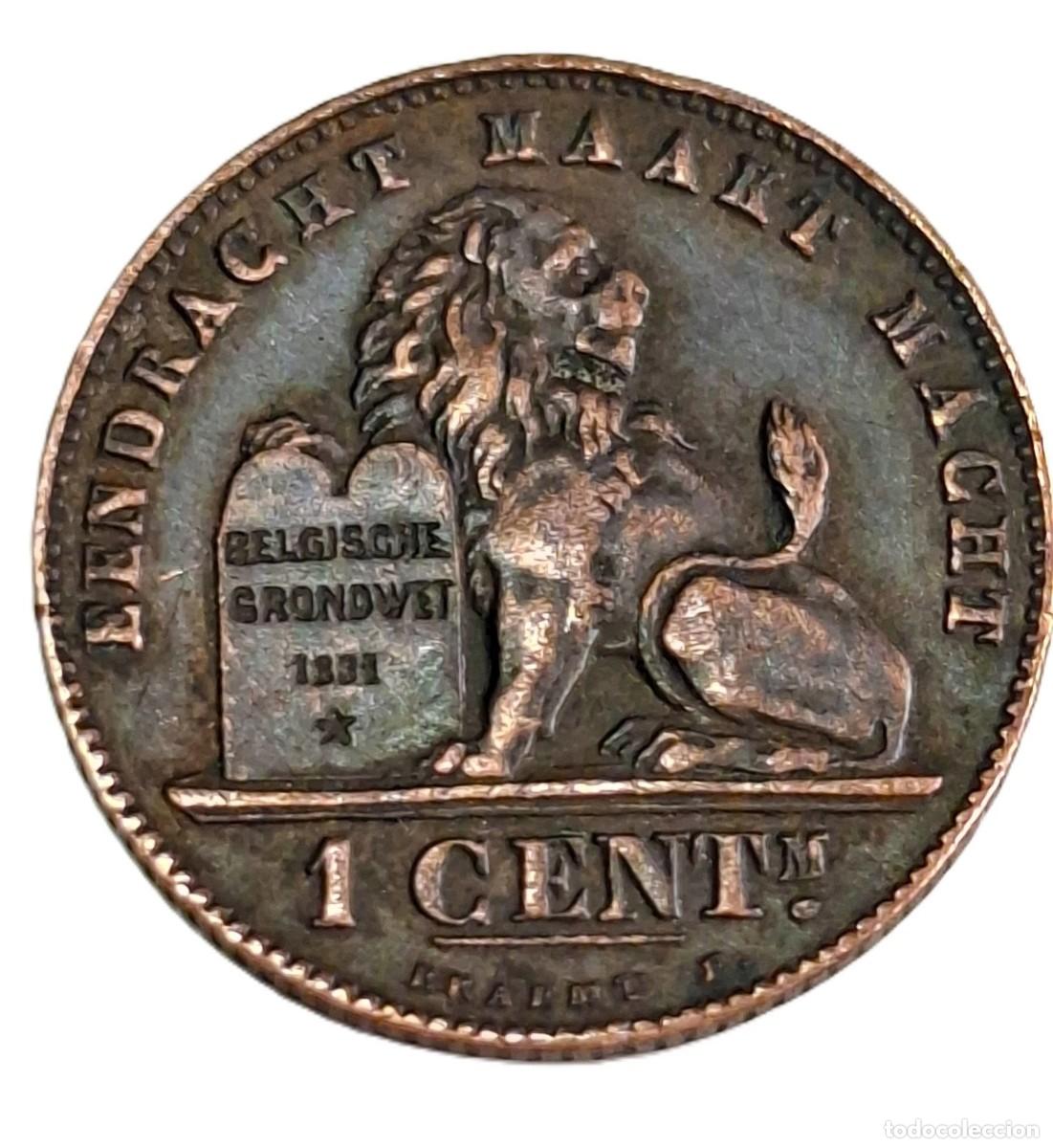 Monedas antiguas de Europa: BELGICA 1 CENTIMO 1907 - LEOPOLDO ll -VARIANTE NEERLANDES - MONEDA DE COBRE