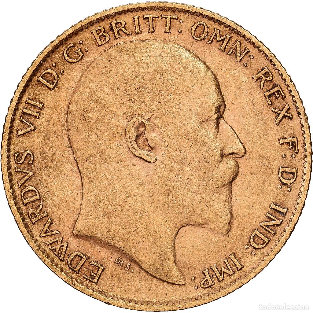 Monedas antiguas de Europa: [#1117875] GREAT BRITAIN, 1/2 Sovereign, 1909, KM #804, EF(40-45), Gold, 3.99