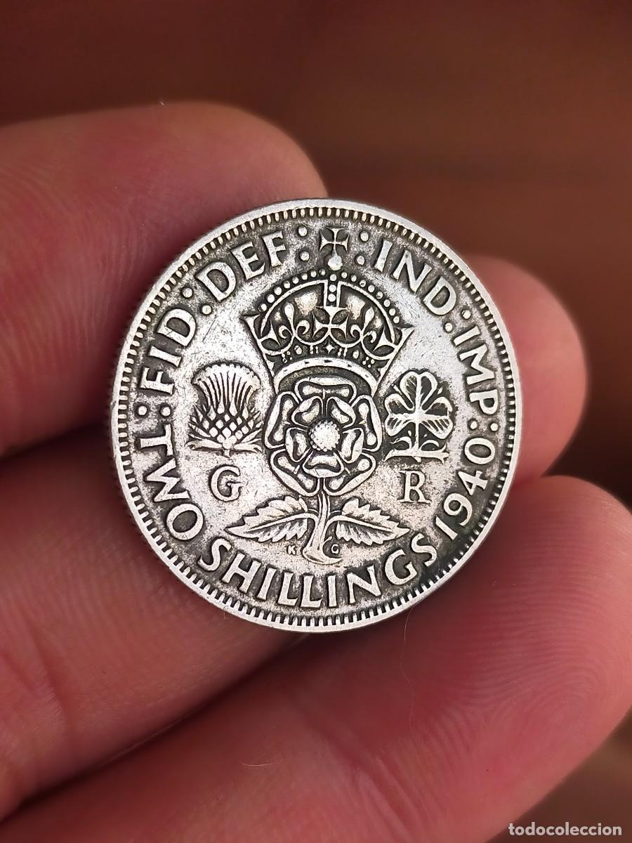 Monedas antiguas de Europa: MONEDA DE 2 DOS CHELINES SHILLINGS 1940 REINO UNIDO INGLATERRA GRAN BRETA&Ntilde;A PLATA BUENA CONSERVACION