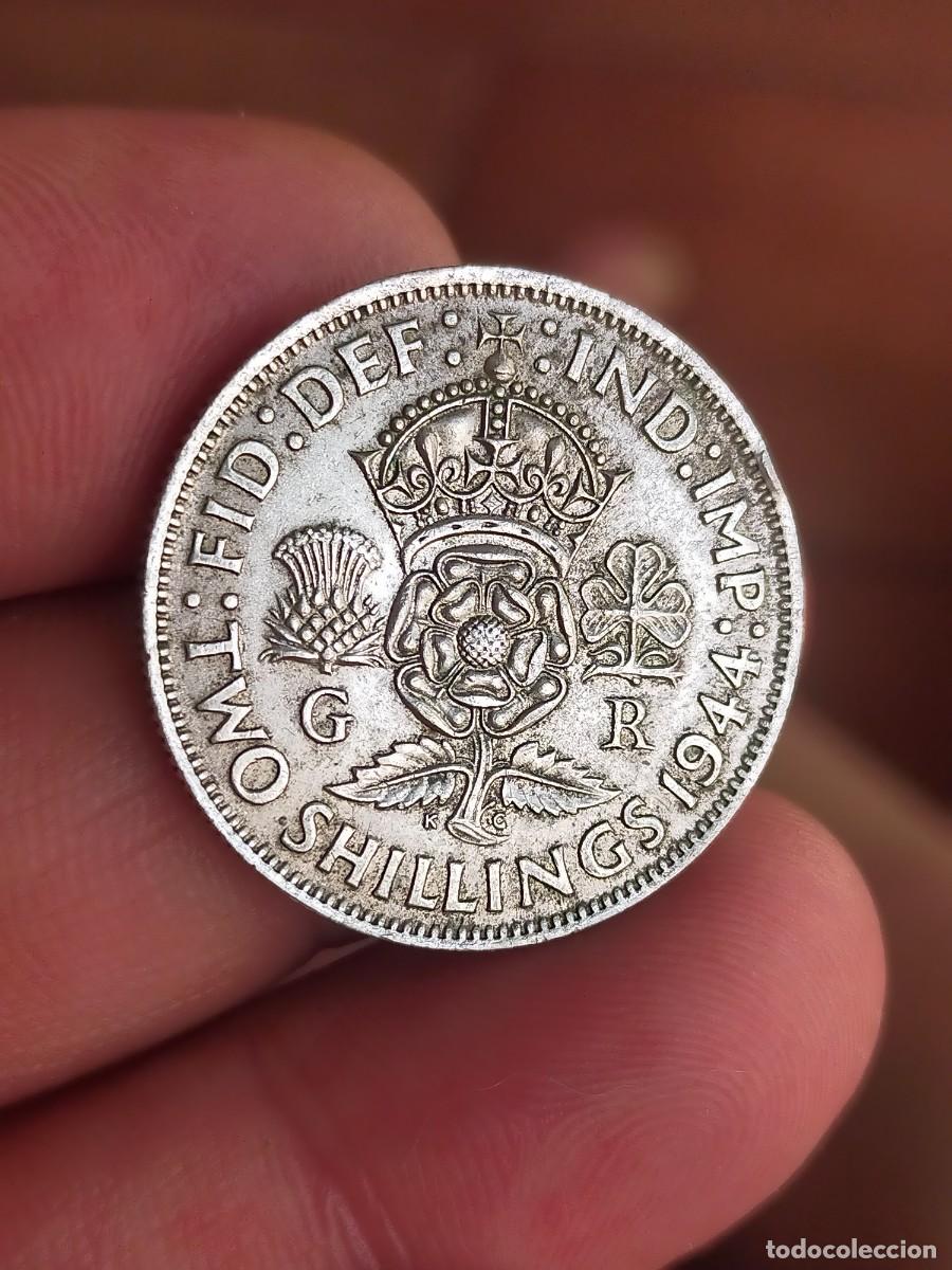 Monedas antiguas de Europa: MONEDA DE 2 DOS CHELINES SHILLINGS 1944 REINO UNIDO INGLATERRA GRAN BRETA&Ntilde;A PLATA BUENA CONSERVACION