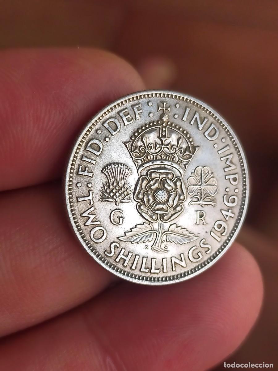 Monedas antiguas de Europa: MONEDA DE 2 DOS CHELINES SHILLINGS 1946 REINO UNIDO INGLATERRA GRAN BRETA&Ntilde;A PLATA BUENA CONSERVACION