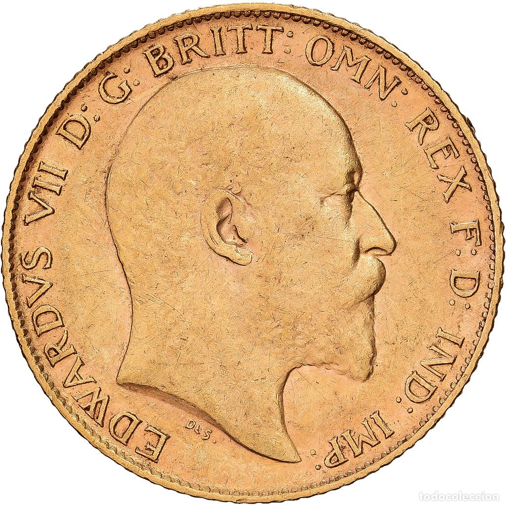 Monedas antiguas de Europa: [#1117880] GREAT BRITAIN, 1/2 Sovereign, 1908, KM #804, EF(40-45), Gold, 3.98