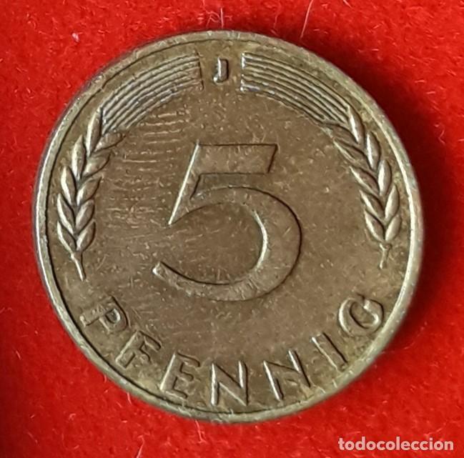 Monedas antiguas de Europa: MONEDA DE ALEMANIA 1950 - 5 PFENNING, CECA J - ACERO LATONADO