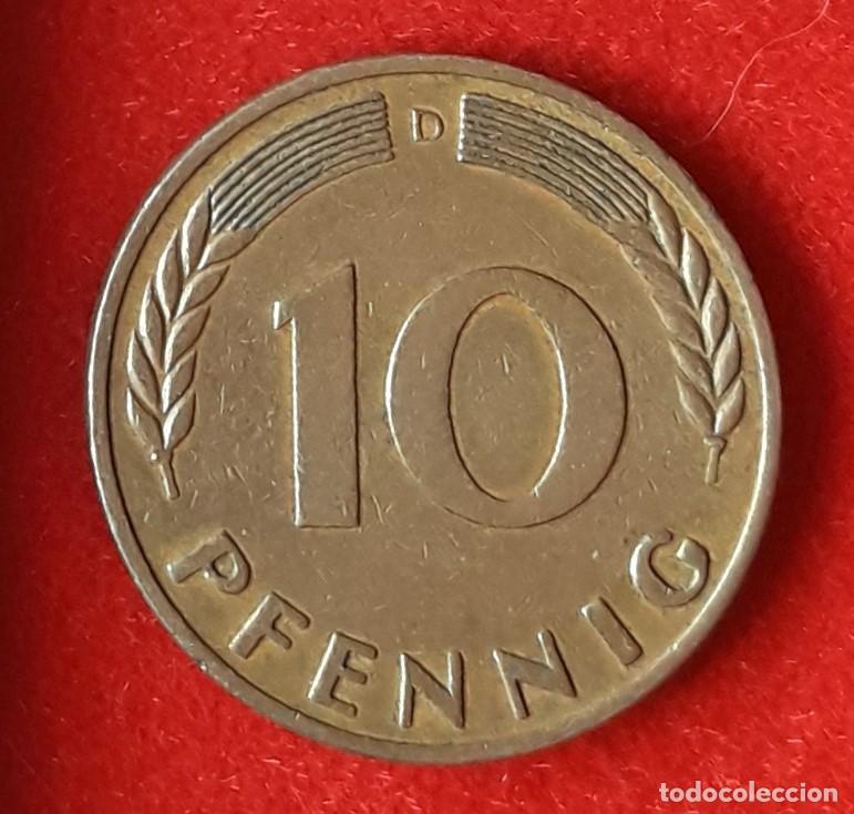 Monedas antiguas de Europa: MONEDA DE ALEMANIA 1950 - 10 PFENNING, CECA D - ACERO LATONADO