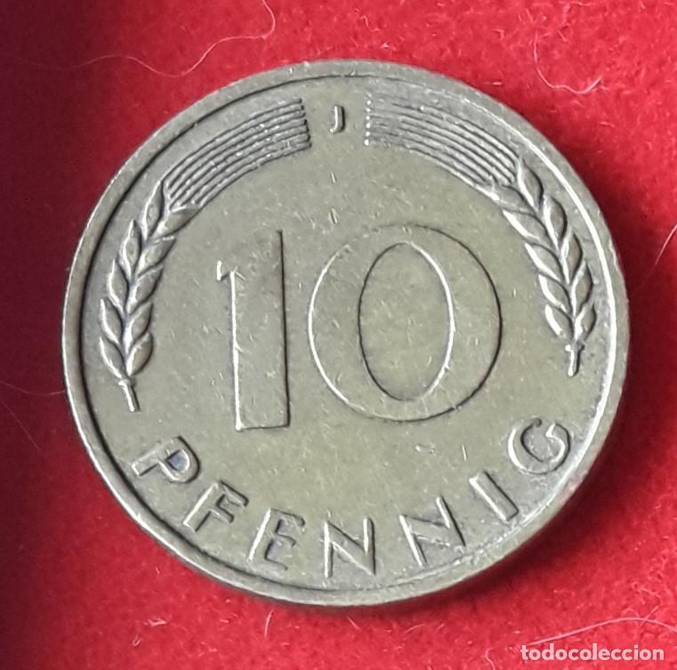 Monedas antiguas de Europa: MONEDA DE ALEMANIA 1950 - 10 PFENNING, CECA J - ACERO LATONADO