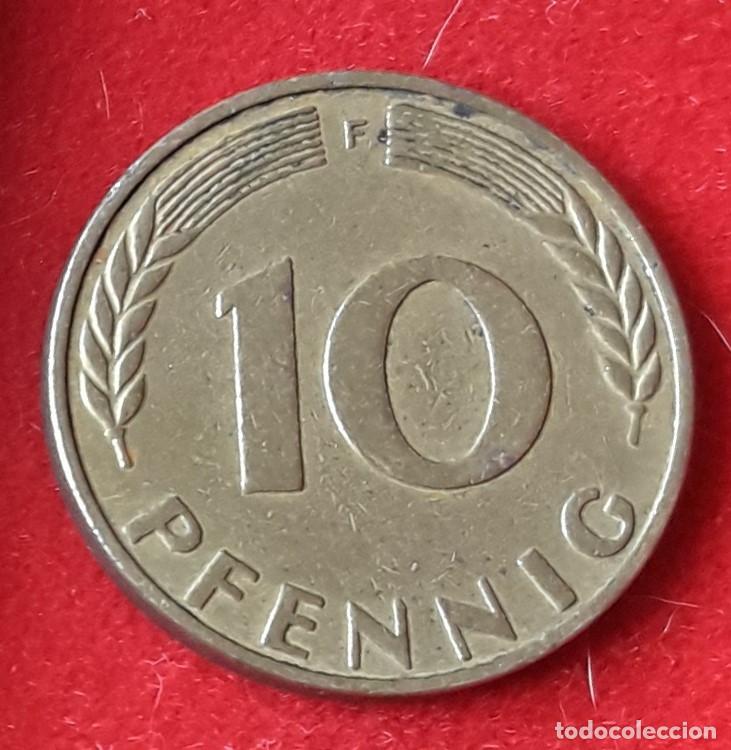Monedas antiguas de Europa: MONEDA DE ALEMANIA 1950 - 10 PFENNING, CECA F - ACERO LATONADO