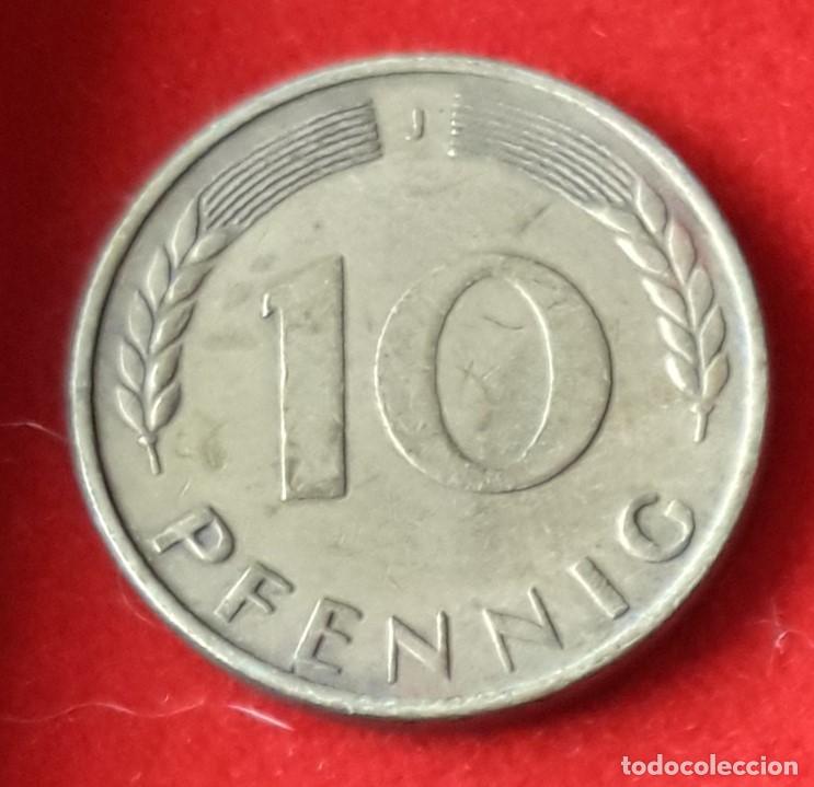 Monedas antiguas de Europa: MONEDA DE ALEMANIA 1966 - 10 PFENNING, CECA J - ACERO LATONADO