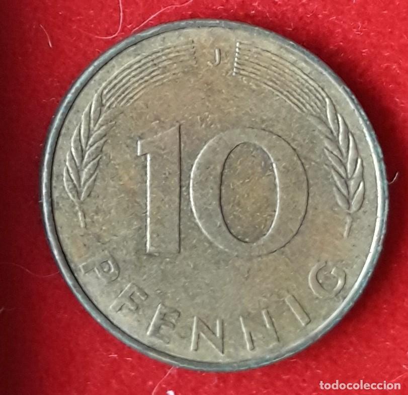 Monedas antiguas de Europa: MONEDA DE ALEMANIA 1977 - 10 PFENNING, CECA J - ACERO LATONADO