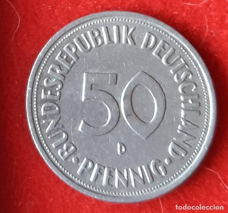 Monedas antiguas de Europa: MONEDA DE ALEMANIA 1950 - 50 PFENNING, CECA D - COBRE-N&Iacute;QUEL