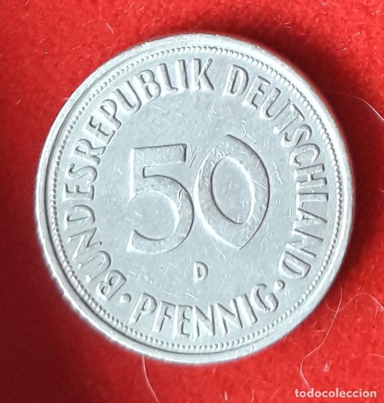 Monedas antiguas de Europa: MONEDA DE ALEMANIA 1950 - 50 PFENNING, CECA D - COBRE-N&Iacute;QUEL (2)