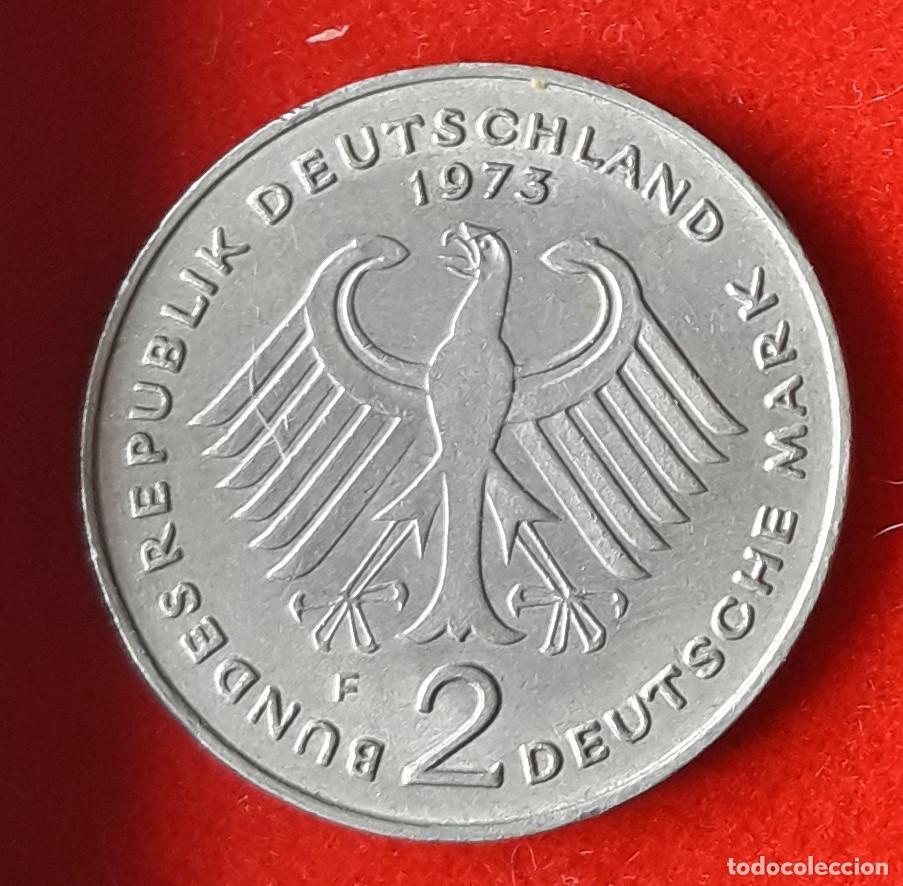Monedas antiguas de Europa: MONEDA DE ALEMANIA 1973 - 2 MARCOS, CECA F, KONRAD ADENAUER - COBRE-N&Iacute;QUEL