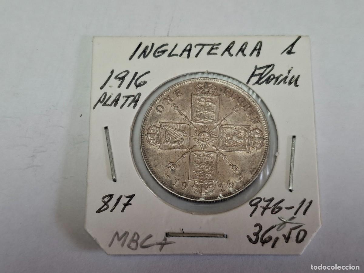 Monedas antiguas de Europa: 1 FLORIN de 1916 de PLATA KM 817 INGLATERRA en MBC+