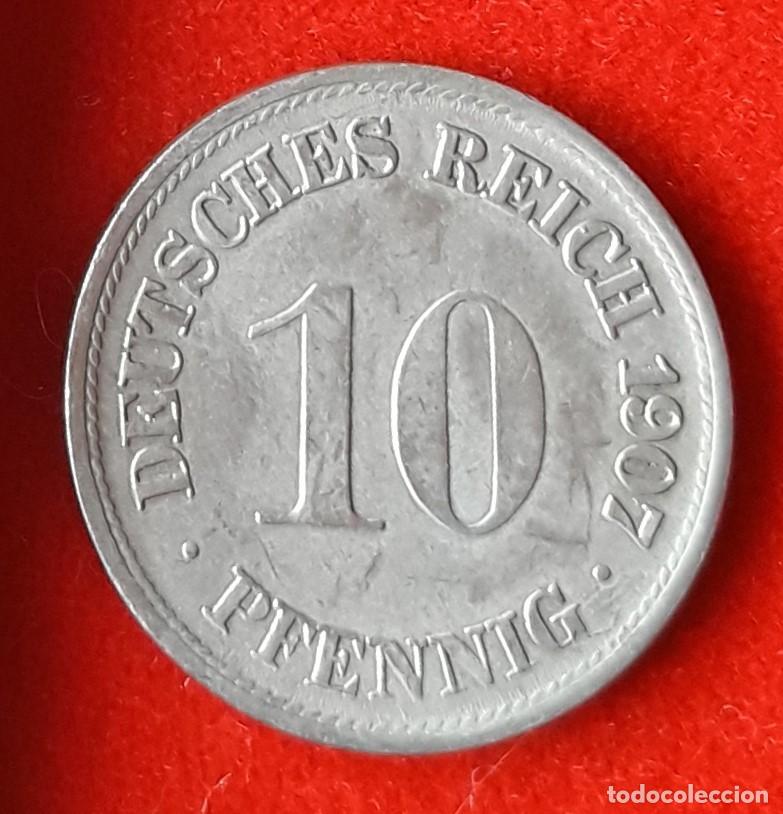 Monedas antiguas de Europa: MONEDA DE ALEMANIA IMPERIO 1907 - 10 PFENNING, CECA F - COBRE-N&Iacute;QUEL