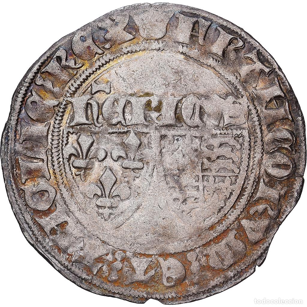 Monedas antiguas de Europa: [#1545207] Francia, Henri VI, Blanc aux &Eacute;cus, 1422-1453, Paris, Vell&oacute;n, BC+, Duplessy:445