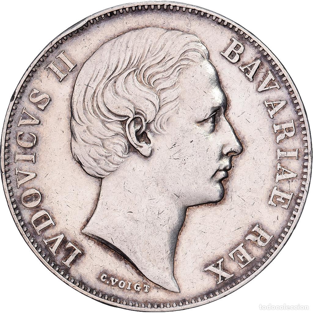 Monedas antiguas de Europa: [#1545069] Estados alemanes, Ludwig II, 1 Thaler, 1865, Munich, Plata, BC+, KM:877