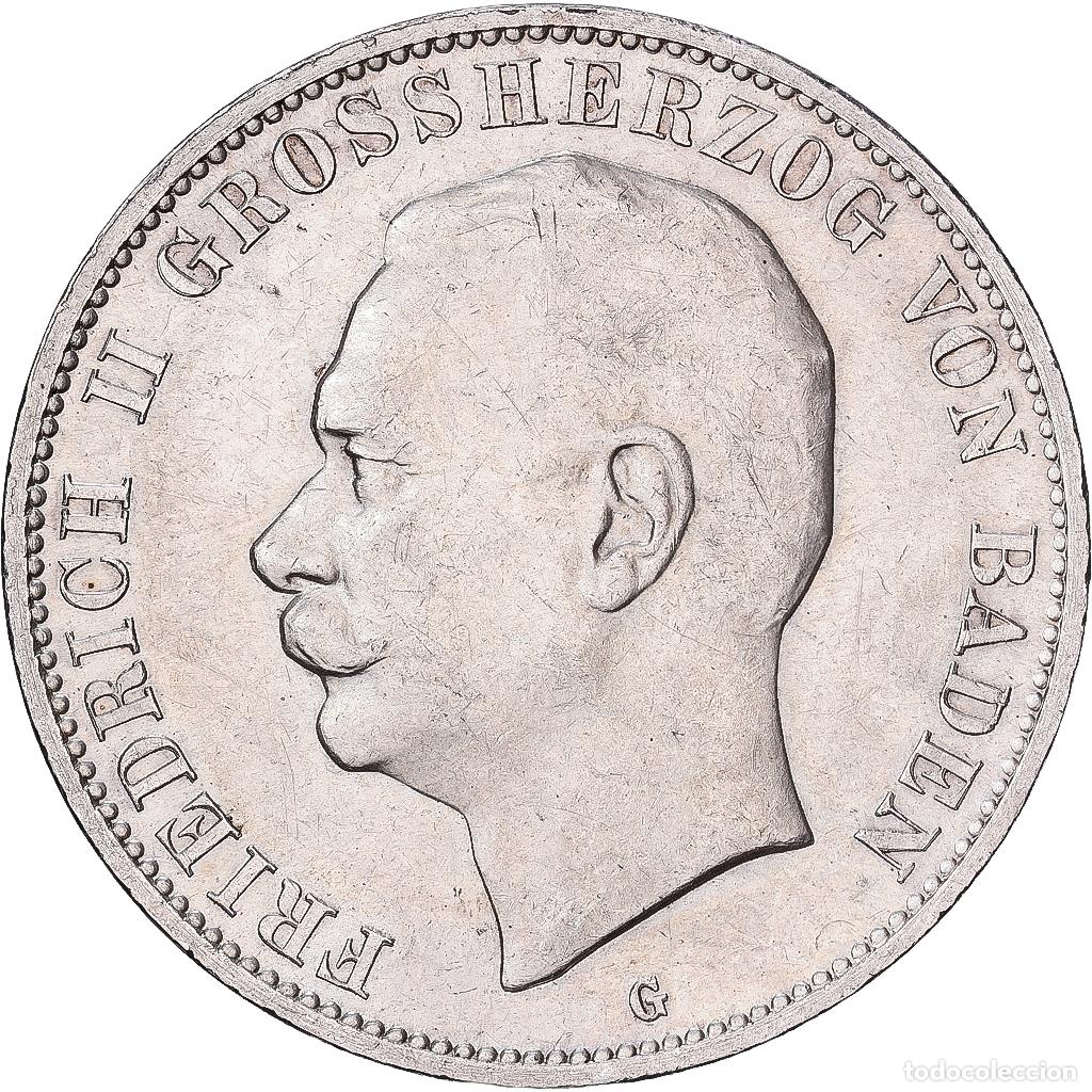 Monedas antiguas de Europa: [#1545153] ALEMANIA - IMPERIO, Friedrich II, 5 Mark, 1913, Karlsruhe, Plata, EBC, KM:281