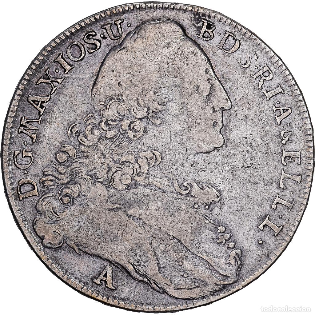 Monedas antiguas de Europa: [#1545082] Estados alemanes, Maximilian III, Josef, 1 Thaler, 1777, Amberg, Plata, BC+
