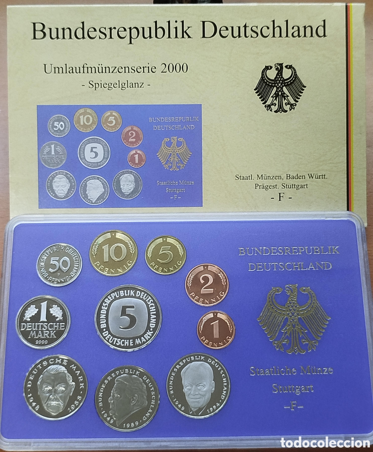 Monedas antiguas de Europa: Estuche Oficial Monedas Alemania A&ntilde;o 2000 DM - Ceca F (Stuttgart)