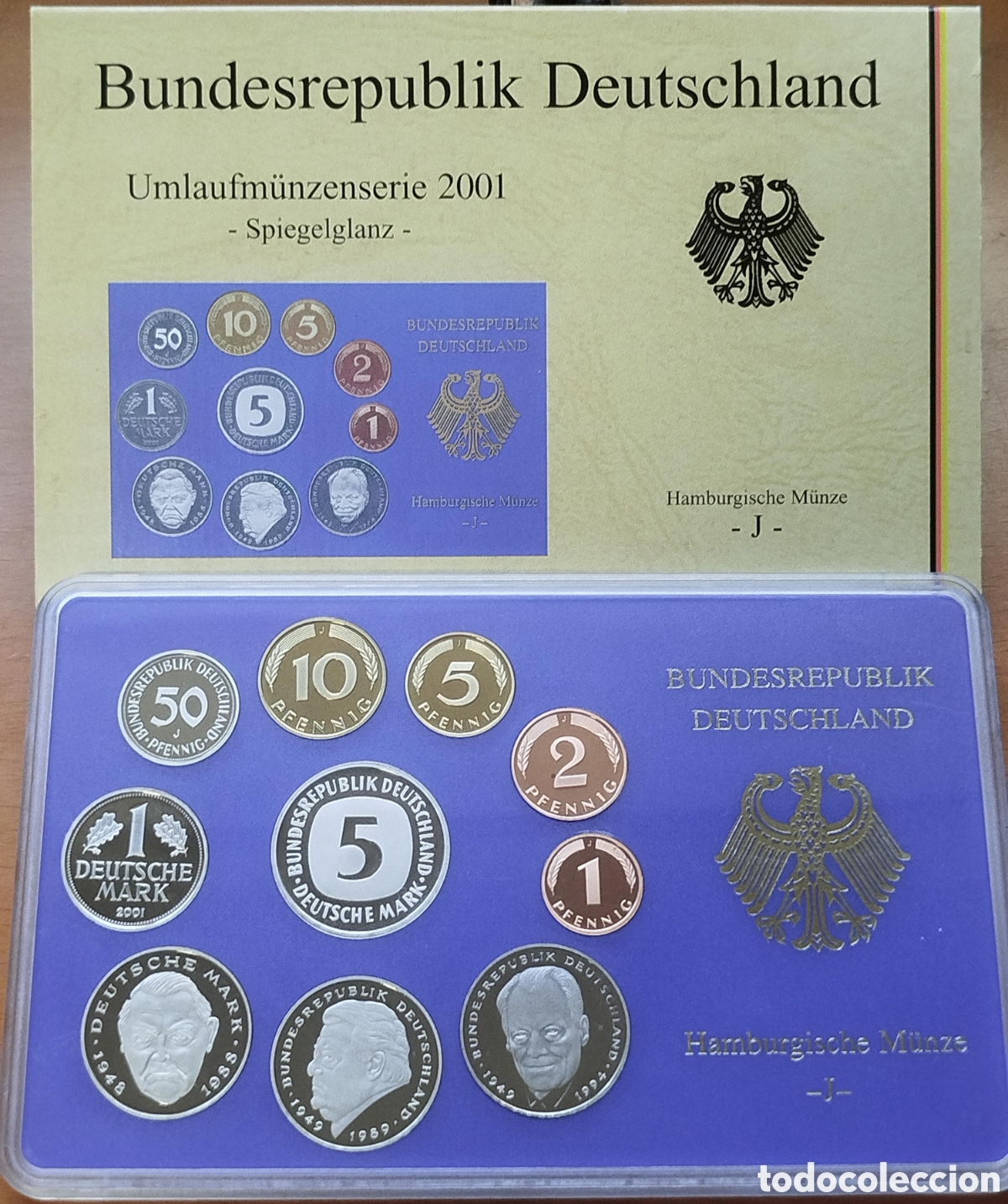 Monedas antiguas de Europa: Estuche Oficial Monedas Alemania A&ntilde;o 2001 DM - Ceca J (Hamburgo)
