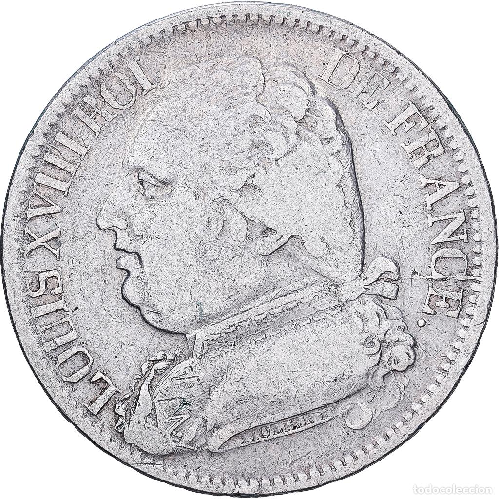 Monedas antiguas de Europa: [#1509910] Francia, Louis XVIII, 5 Francs, Louis XVIII, 1814, Perpignan, Plata, BC+