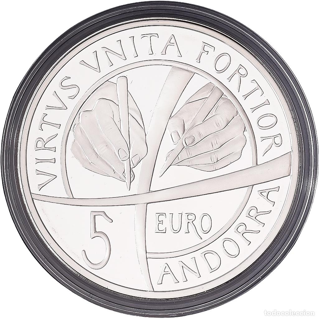 Monedas antiguas de Europa: [#1545149] Andorra, 5 Euro, 25&egrave;me anniversaire de la constitution, 2018, Plata, SC, KM:560