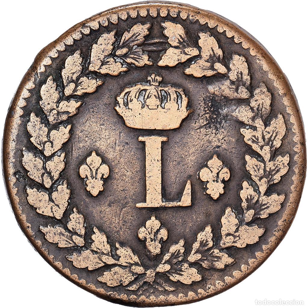 Monedas antiguas de Europa: [#1545118] Francia, Louis XVIII, 1 D&eacute;cime, 1815, Strasbourg, Bronce, BC+, Gadoury:196c