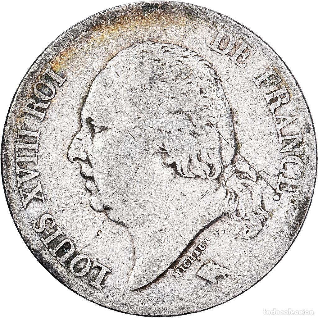 Monedas antiguas de Europa: [#1509885] Francia, Louis XVIII, 5 Francs, Louis XVIII, 1824, Lille, Plata, BC+, KM:711.13