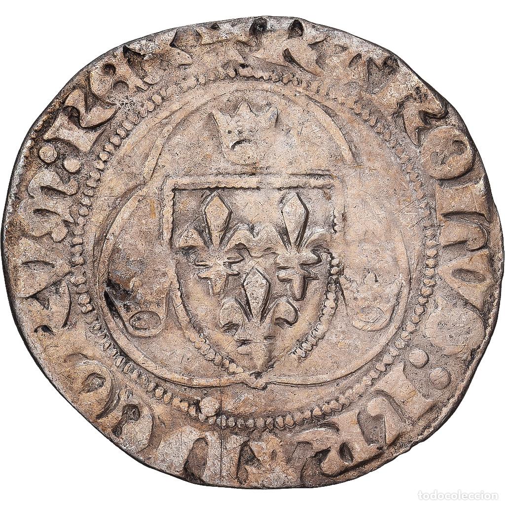 Monedas antiguas de Europa: [#1545060] Francia, Charles VII, Blanc &agrave; la couronne, 1422-1461, Saint-Pour&ccedil;ain, Vell&oacute;n