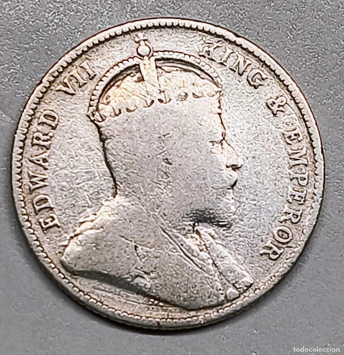 Moedas antigas da Europa: 25 Cents Edward VII 1907 Plata &mdash; Honduras Brit&aacute;nica