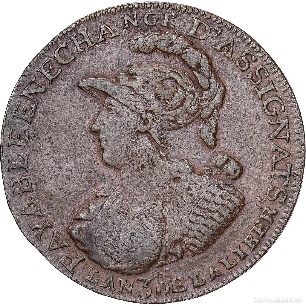 Monedas antiguas de Europa: [#1545221] Francia, 2 Sols 6 Deniers, 1791 / AN 3, Paris, Cobre, MBC, KM:Tn37