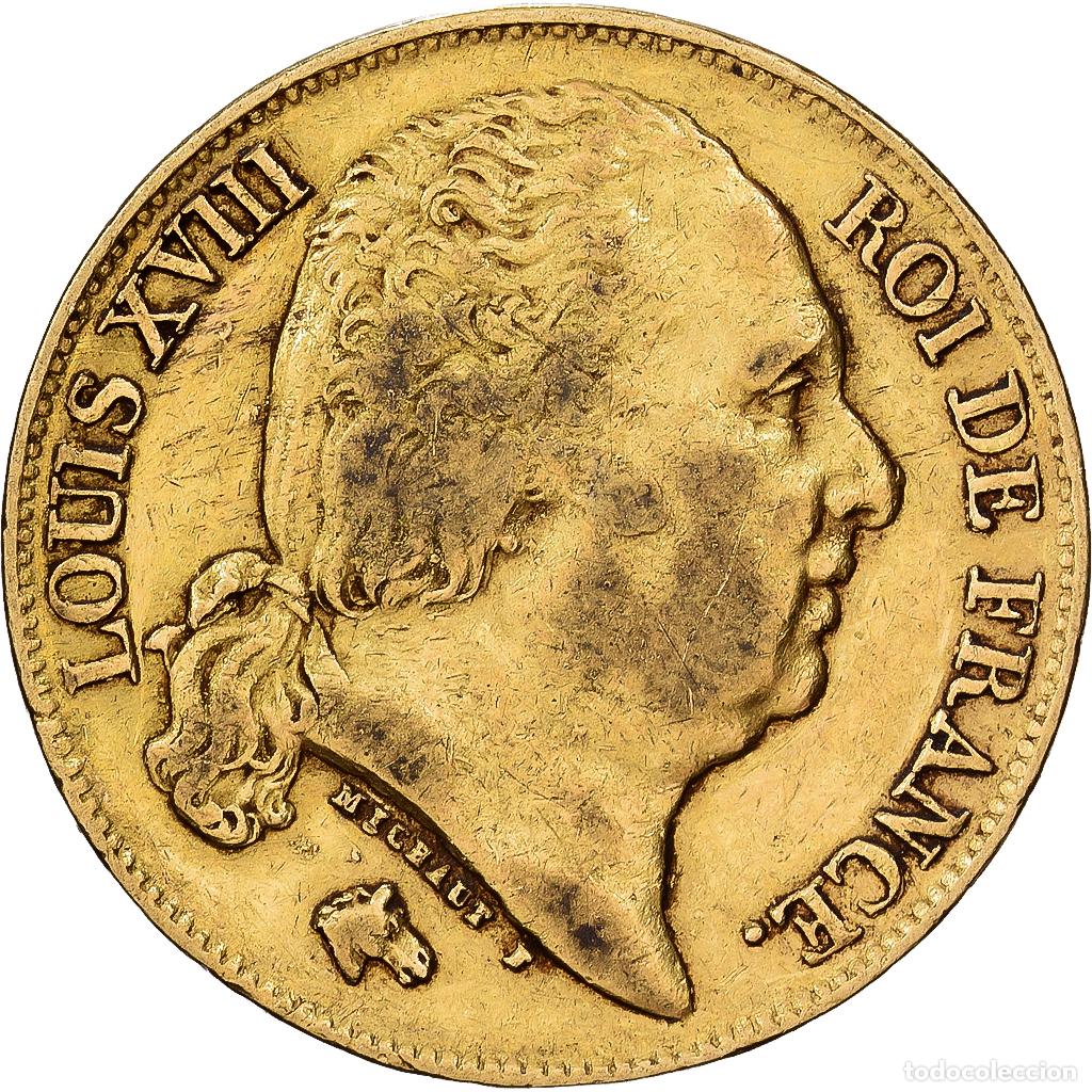 Monedas antiguas de Europa: [#1509951] Francia, Louis XVIII, 20 Francs, Louis XVIII, 1818, Lille, Oro, BC+, KM:712.9