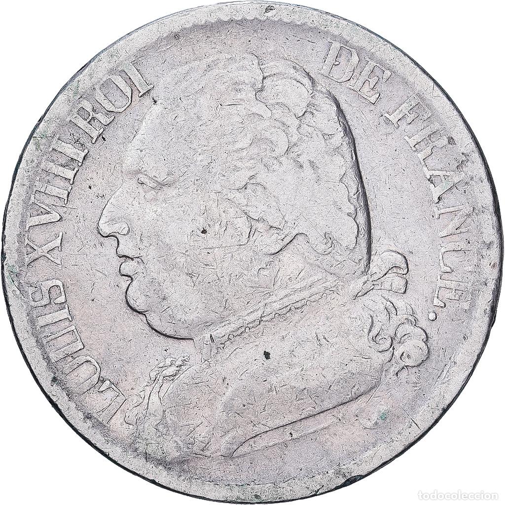 Monedas antiguas de Europa: [#1509909] Francia, Louis XVIII, 5 Francs, Louis XVIII, 1815/1814, Toulouse, Plata, BC+
