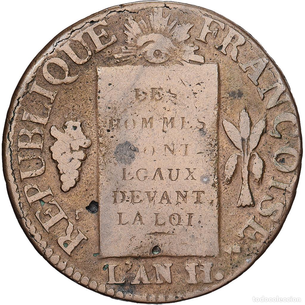 Monedas antiguas de Europa: [#1545175] Francia, 1 Sol, Sol aux balances fran&ccedil;oise, 1793 / AN II, Dijon, Cobre, BC+